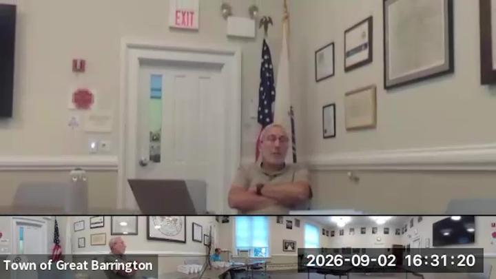 Thumbnail image for Great Barrington Selectboard Meeting, September 2, 2026